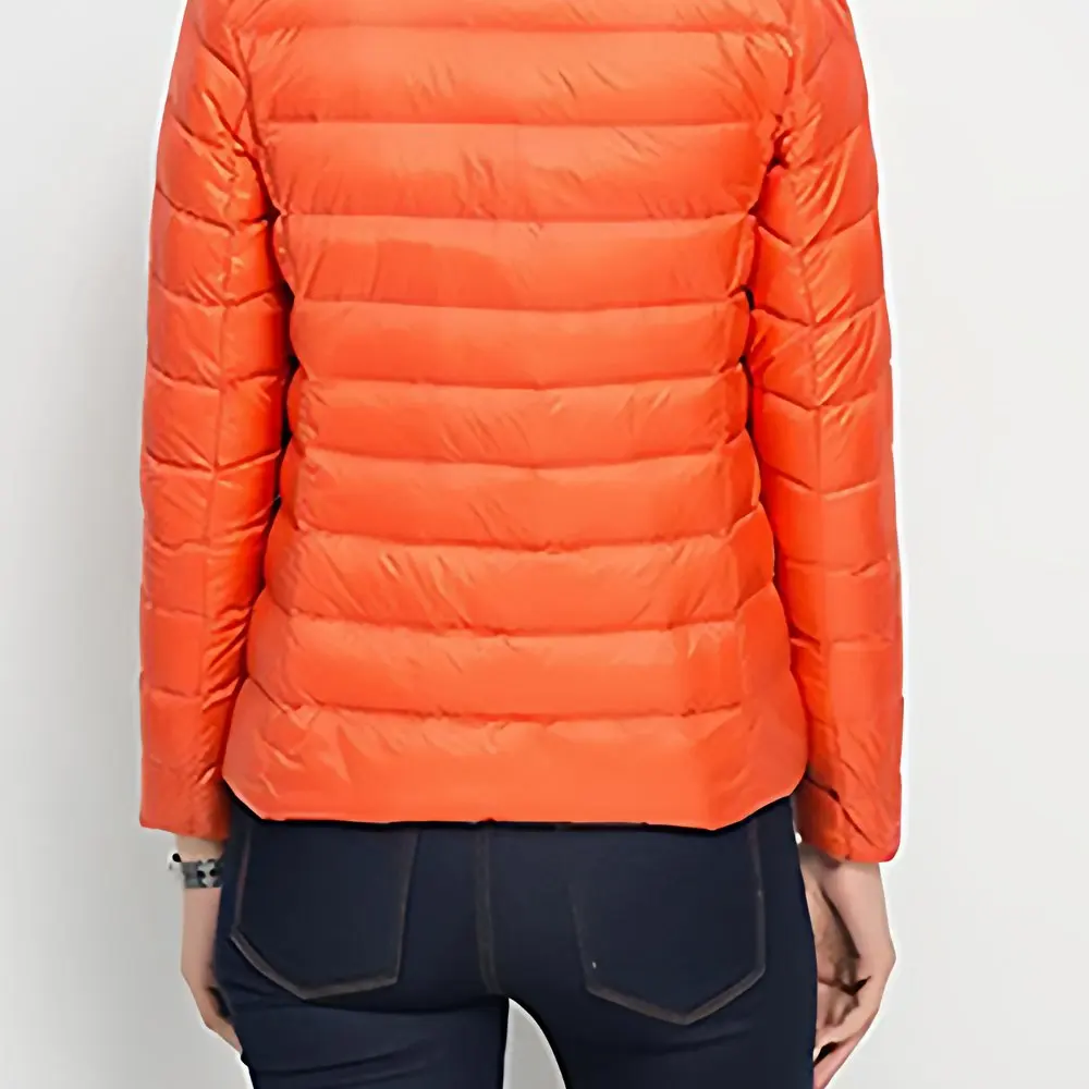 المرأة سليم صالح أسفل معطف الشتاء معطف الخريف الشتاء أزياء خفيفة الوزن الأبيض بطة أسفل الياقة #3