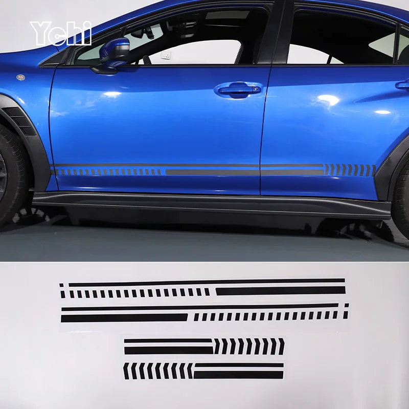 

For Subaru WRX 2021 2022 2023 PVC Black Car Side body Trim Stickers Pull flower film Car Accessories