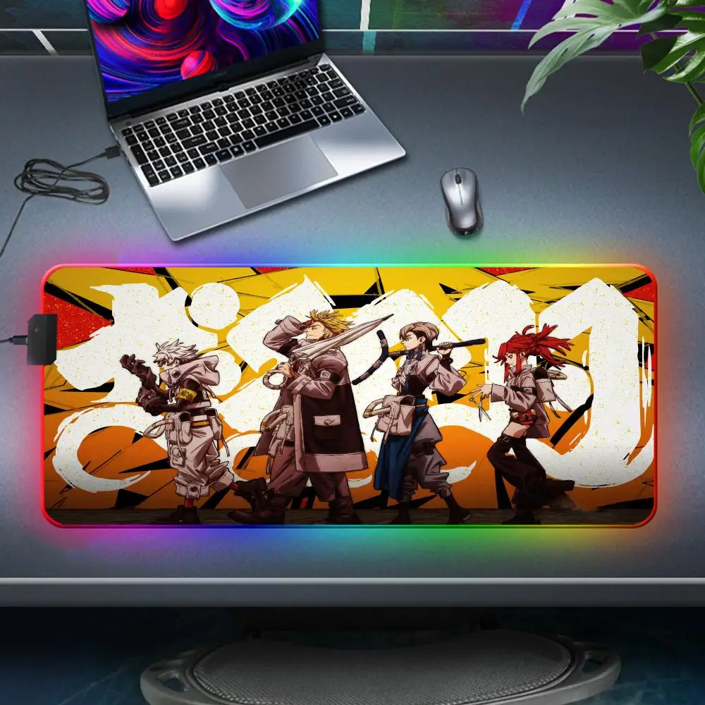 RGB Mouse Pad Gamer Keyboard Pad Japan Anime Desk Mouse Mat G-gachiakuta Rubber Tapis Souris Gaming Notbook PC LED Cool Mousepad