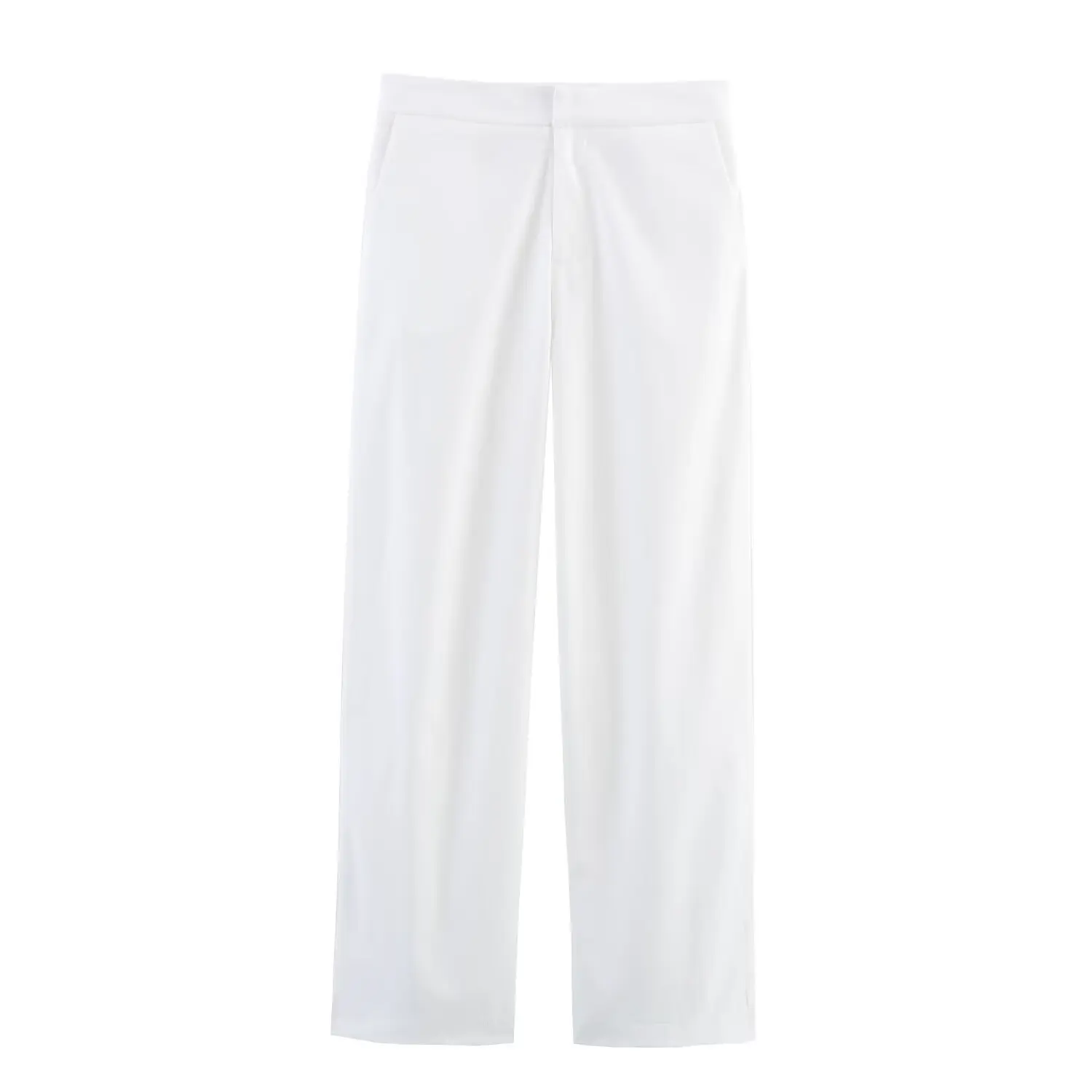 

Spring New Sle Women's Faion Design Pleated Effect Straight Leg Pants Long Sve Polyester Fiber Profional Women's Pa...