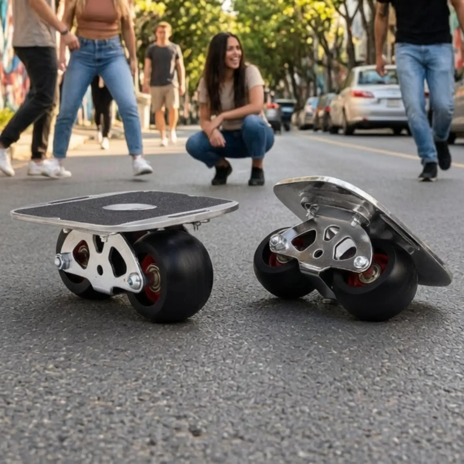 Glide Skateboard Split Deck Drift Board with Steel Bearings for Beginner Training Street Riding and Short Trip Fun