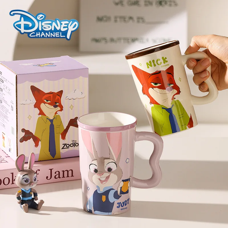 

Disney Mug Zootopia Nick Judy Ceramic Large Capacity Cartoon Cute Figure Dormitory Office Home Coffee Milk Water Cup Couple Gift