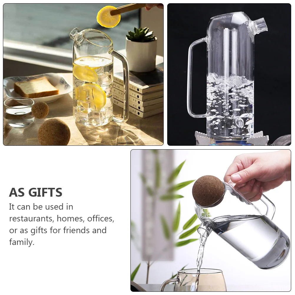 

1 шт., утолщенный стеклянный чайник, пробковый прозрачный термостойкий чайник для домашнего использования, чайник для сока, прозрачный чайник с пробкой