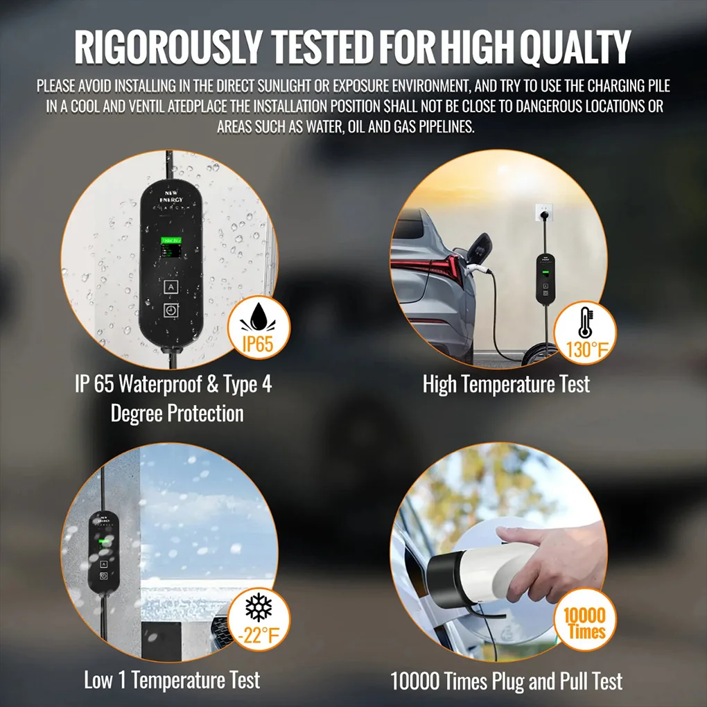 3.5KW 16A Portable EV Charger GBT Ev Charger 5M Charging Cable For Electric Car Russian Display Portable Charging Box