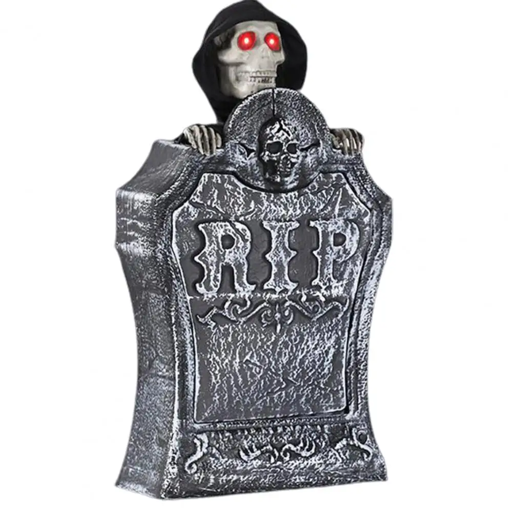 

Electric Rip Tombstone Halloween Tombstone Spooky Halloween Decorations Sound-activated Movable Skulls Light-up for Haunted