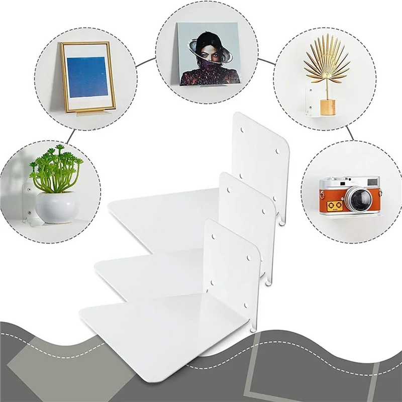 

ABKW-Wall Mount Metal Shelves Invisibility Floating Bookshelf For Room,Bedroom Bookcase,Small Bookshelf Design 4Pcs