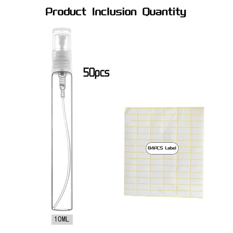LITE-50Pcs 10ML Spray Bottle Small Cosmetic Packing Atomizer Perfume Bottles Atomizing Spray Liquid Container For Travel