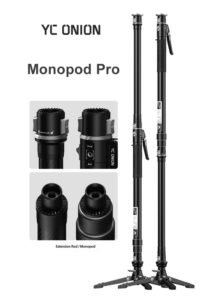YC Onion Pineta Pro trépied monopode en Fiber de carbone et tige d'extension pour support d'appareil photo DSLR