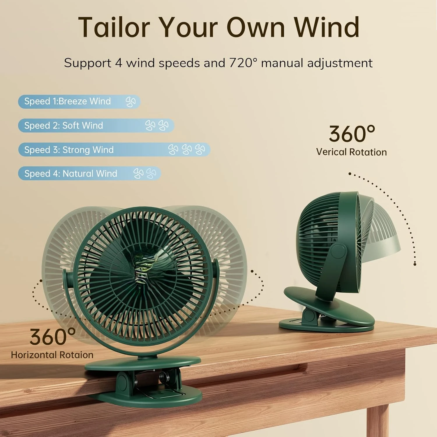 Stay Cool Anywhere with this Convenient, Powerful, and Versatile Portable Mini Fan - Ideal for Clip, Desk, or Hanging Situations