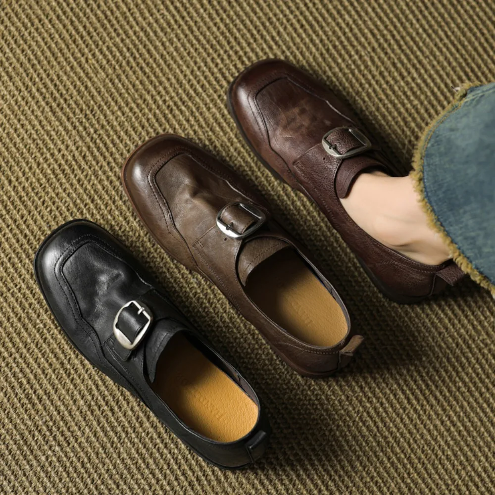 

Женские лоферы на плоской подошве, дизайнерская кожаная повседневная обувь, осенние мягкие оксфорды, новинка 2023 года, трендовая прогулочная уютная обувь Chaussures Femme