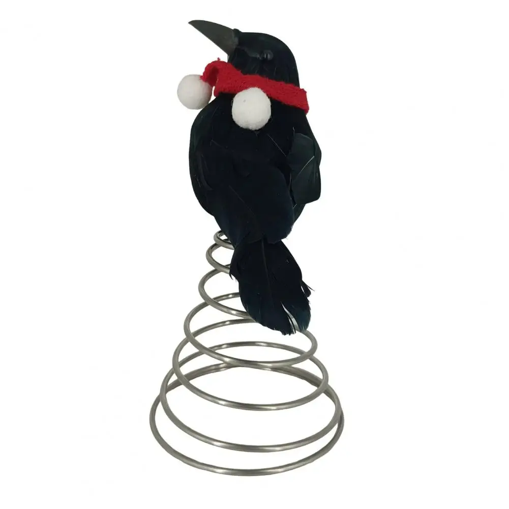 Adorno de árbol espeluznante para Halloween, adorno de árbol de cuervo con bufanda, bola de pompón, adornos navideños en miniatura para suministros de fiesta embrujados
