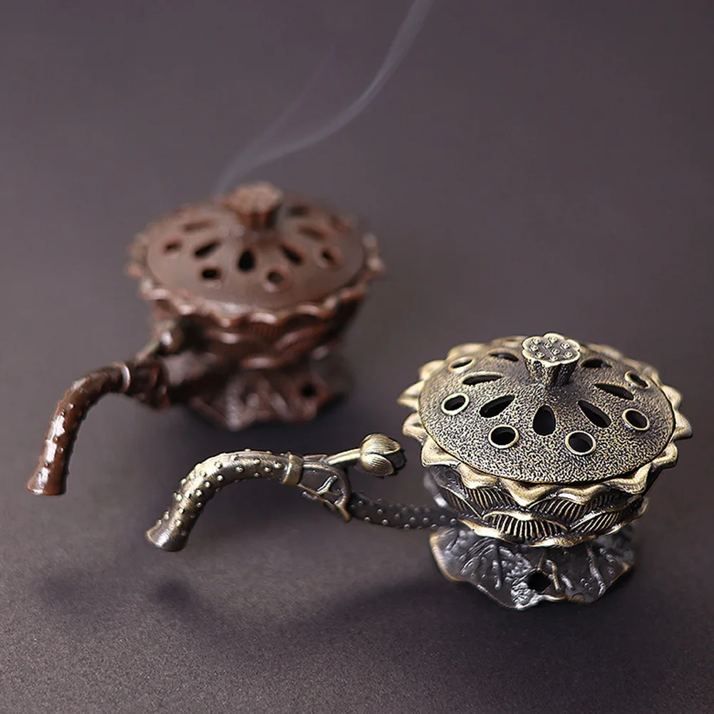 

Elegant Metal Agarwood Hand Stove Daily Use Aroma Diffuser Zinc Alloy Decorative Incense Burner Compact Censer Home Accessories