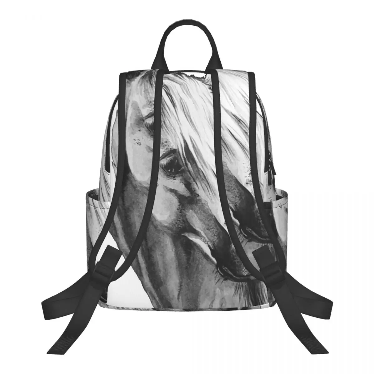 Animal White Horse Painting Art Student Backpack School Bag Hiking Travel Daypack for Men Women Bookbag Shoulder Bags