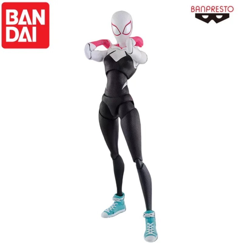 متوفر في المخزون بانداي الأصلي S H F الرجل العنكبوت جوين ستايسي عمل نموذج لجسم دمية العلامة التجارية الجديدة محاصر المرآب الحلي تحصيل #1