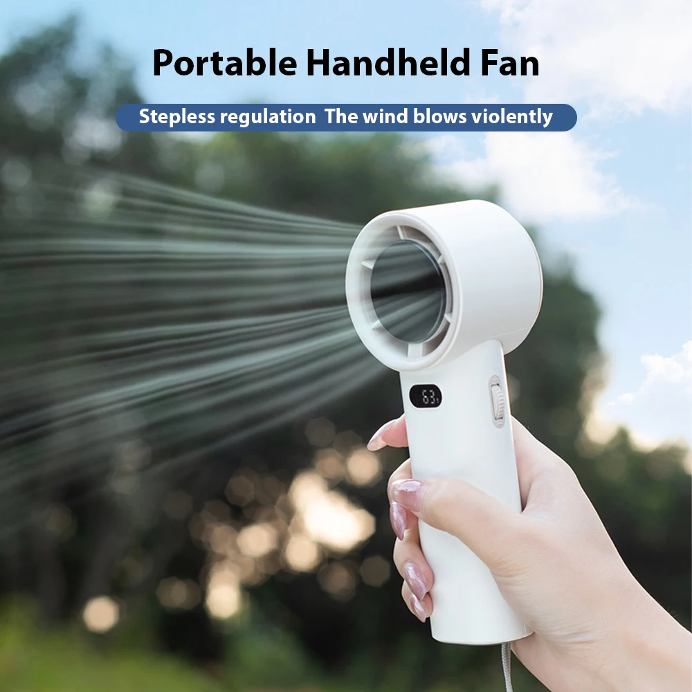 

Portable Mini Handheld Fan USB Rechargeable LED Display 100 Speed Personal Fan Lightweight for Travel Camping Office Home