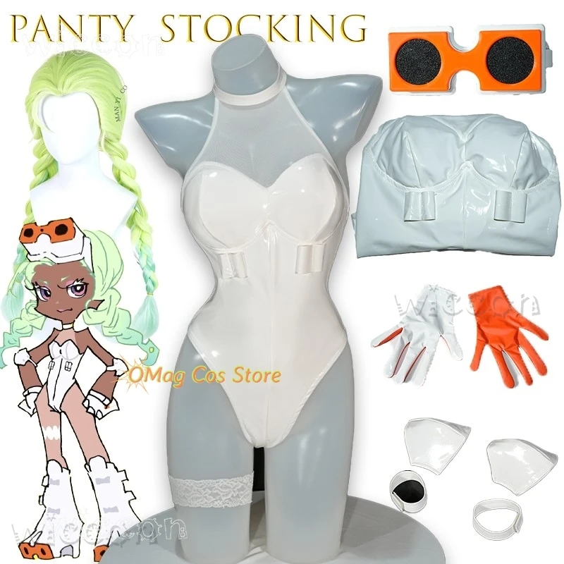 

Halloween Costume Panty Stocking With Garterbelt Scanty Dark Skin Geek Cosplay Anime Costume Bodysuit Mesh Seamless F