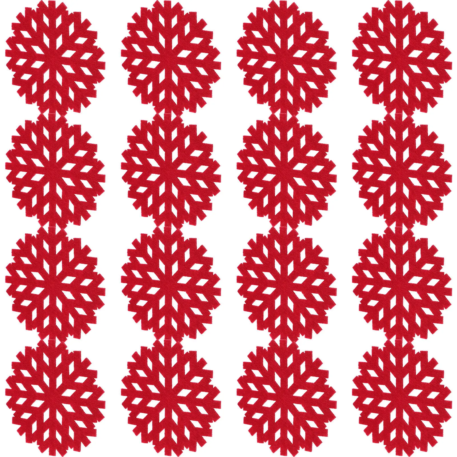 

20Pcs Christmas Snowflake Placemats Cloth Material Non-Slip Holiday Table Decor Coasters for Dining Kitchen Countertop