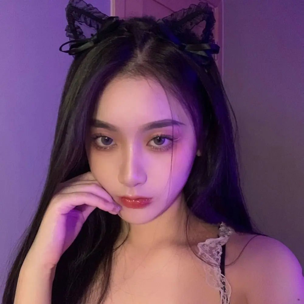 Retro Lace Large Bow Hair Hoop Polka Dot Stage Hair Accessories Cat Ear Hair Band Gift Cute Headband