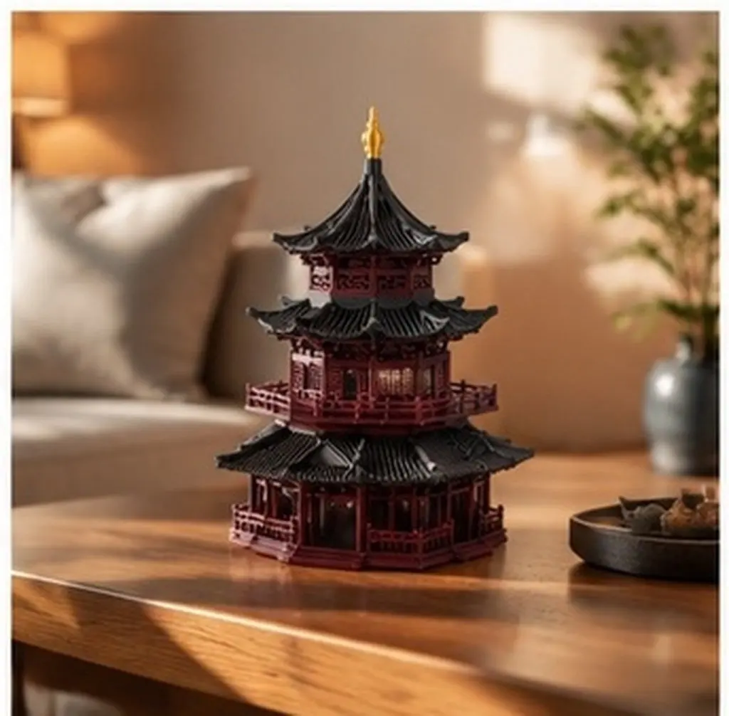 Miniature Pagoda Asian Zen Garden Statuary Elegant Handcrafted Plastic Ornament for Micro Landscape Aquarium Decoration