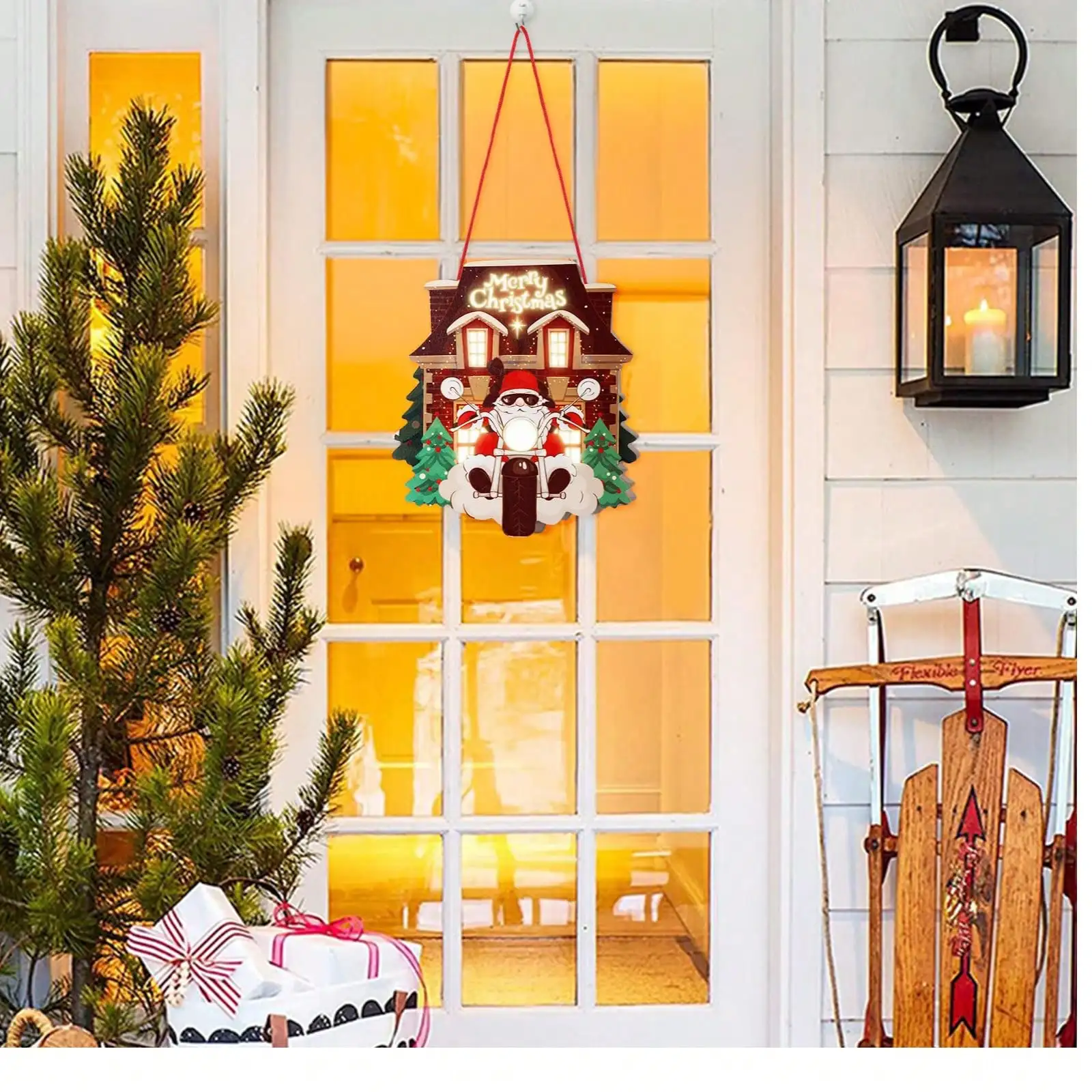 2024 Christmas Countdown Wooden Advent Calendar - Reusable Light-Up Santa Decor, Festive Kids' Gift for Home Desk