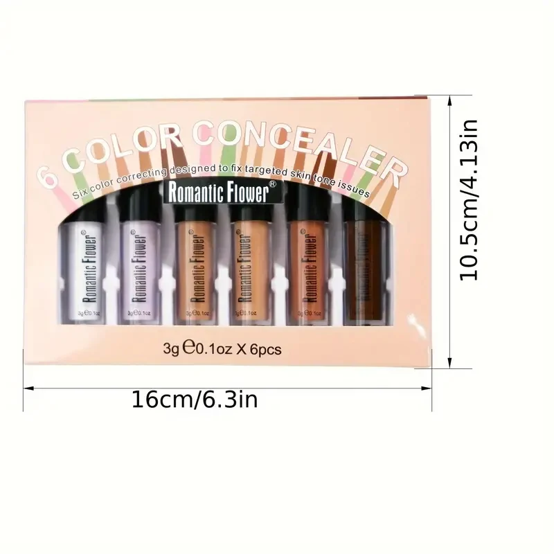 6pcs Matte Full Coverage Liquid Foundation Set, 6 Color Oily Skin Concealer,6 Pcs Set Flawless Natural Look Concealer, Liquid Fo