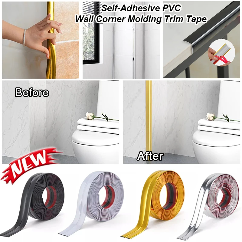 

Wall Corner Molding Trim Tapes Child safety table corner anti-collision strip Self-adhesive mirror sticker PVC Waterproof Strips