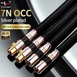 Hi-End 7N OCC+ Silver Plating XLR Male to Female Balanced Audio Cable 3Pin Jack Extension Cable for Microphone Amplifier