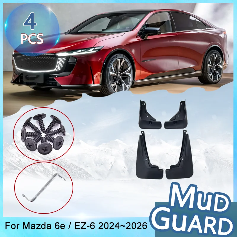 Car Mudguards For Mazda 6e EZ-6 2025 2024 2026 Mud Flap Waterproof Wheel Covers Front Rear Fenders Splash Guard Auto Accessories