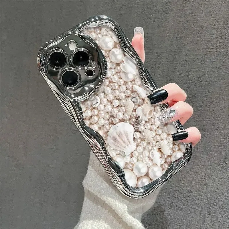 Pearly Shells Phone Case For Samsung Galaxy A55 A35 A25 A15 A54 A24 A33 A34 A73 5G A32 A51 A52 A53 A71 A72 A30 A50 soft