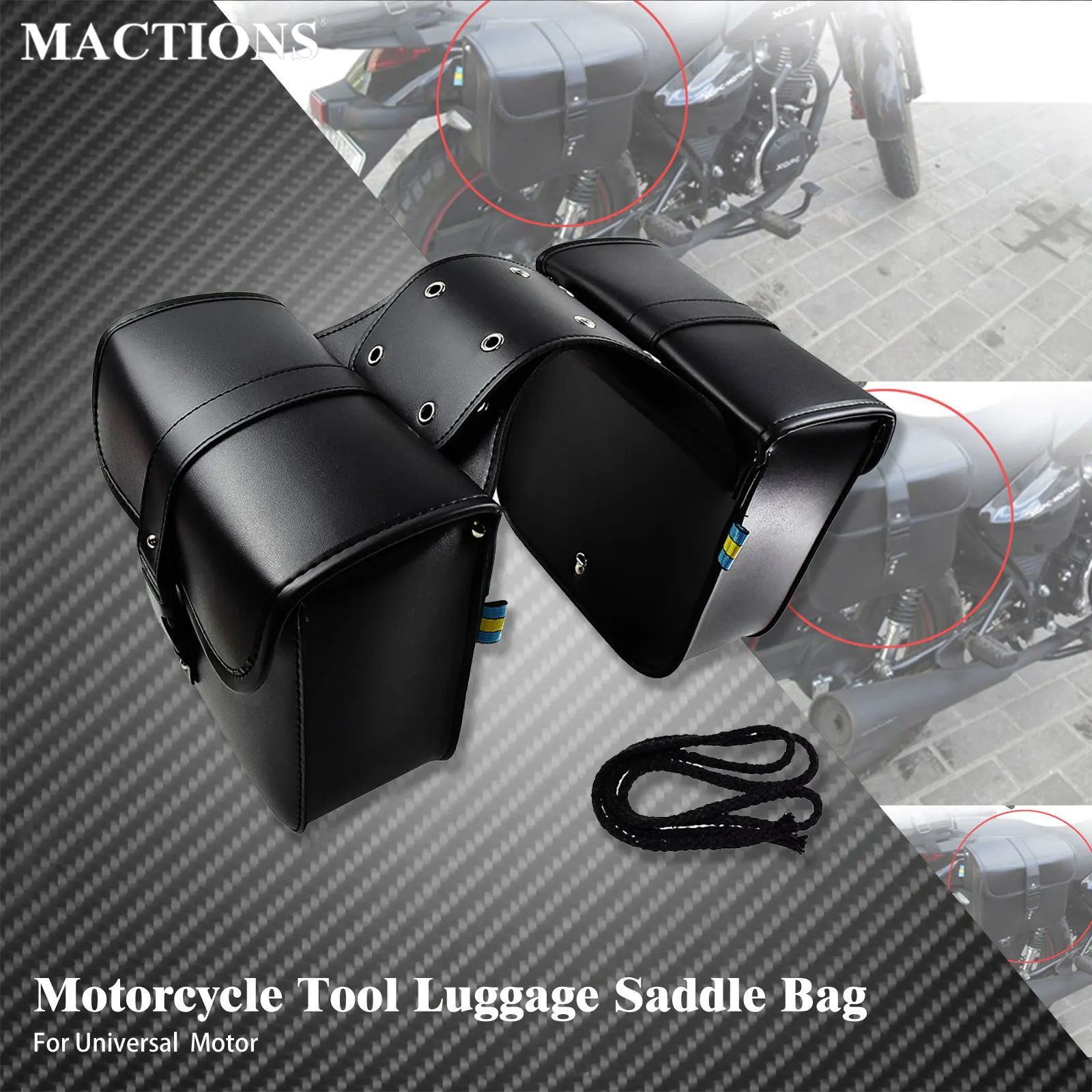 

Motorcycle Side Luggage Tool Bags Travel Tank Tail Saddle Bag PU Leather Storage For Harley Sportster XL For Honda CMX500 1100