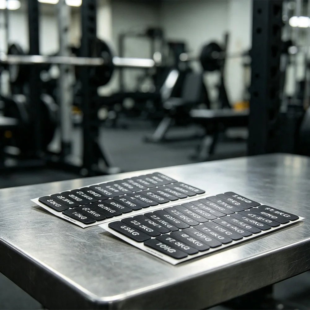 2pcs Black Plastic Weight Stickers for Gym Machines Labels 2.5kg-70kg Incremental Scale Waterproof and Long-Lasting