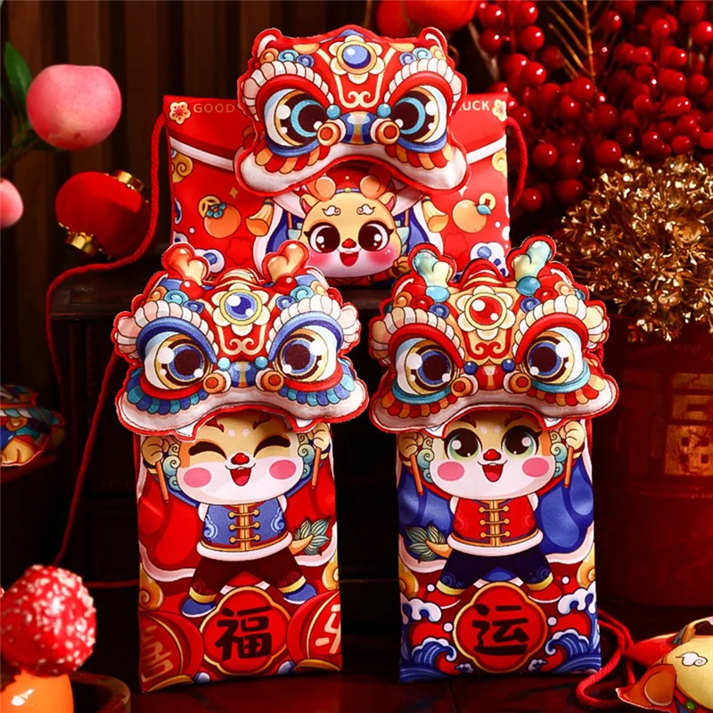 ABCL 1 PCS 2024 Dragon Year Chinese New Year Fabric Red Envelope Chinese Red Envelope Red Envelope E