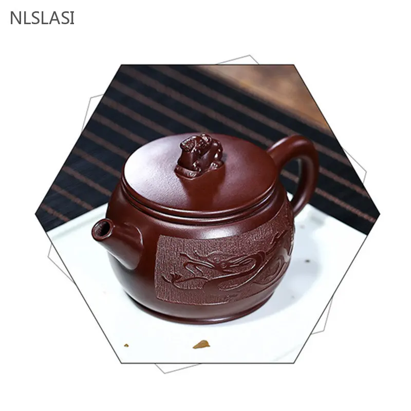 

220ml Classic Yixing Purple Clay Teapot Handmade Zhu Mud Beauty Tea Kettle Household Filter Tea Sets Custom Zisha Drinkware