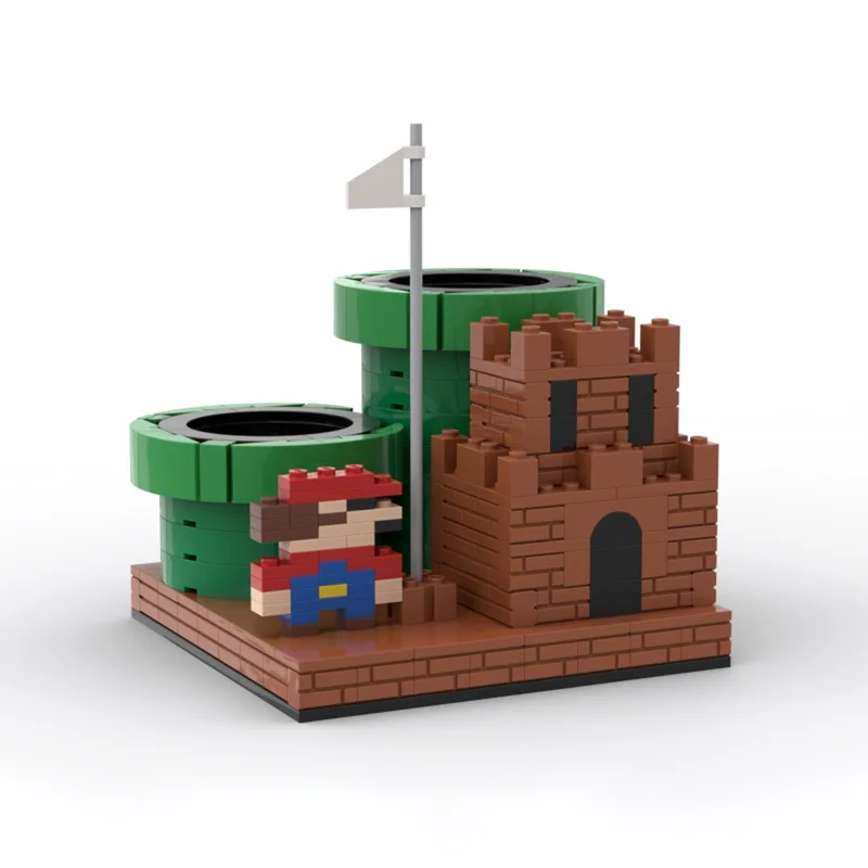 338 قطعة MOC حامل القلم الرصاص ماريوسيد نموذج اللبنات العمارة هدية الكريسماس تجميع لعبة لتقوم بها بنفسك التعليم الإبداعي الطوب #2