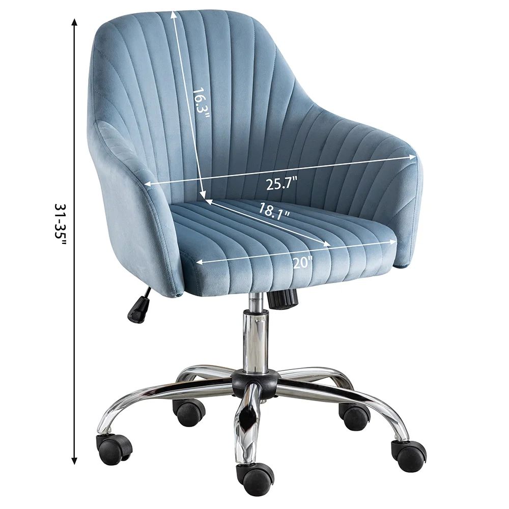 Accent Chair Modern Home Office Leisure Chair with Adjustable Velvet Height and Adjustable Casters(LIGHTBLUE)