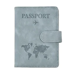 Funda de pasaporte de cuero PU para hombre y mujer, soporte de pasaporte de viaje con tarjetero, funda protectora de billetera