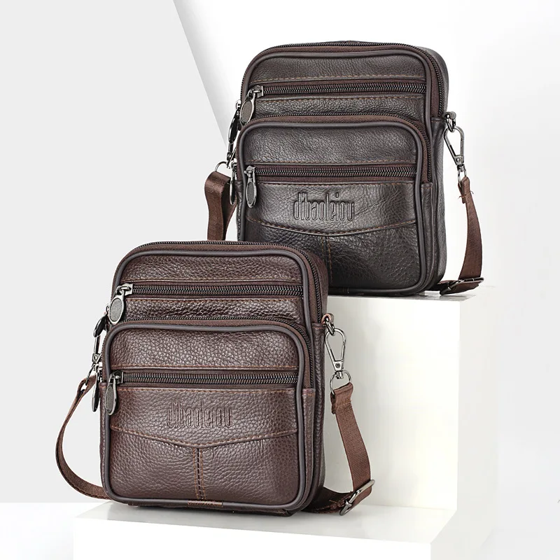 Men's Genuine Leather Crossbody Shoulder Bags High quality Tote Fashion Business Man Messenger Bag  Leather Bags fanny pack