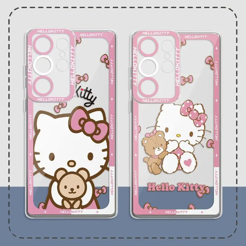 

Sanrio Cartoon Hello Kitty Clear Case For Samsung Galaxy S23 S24 Plus S22 S21 Ultra S20 FE Note 20 10 Plus Coque Fundas