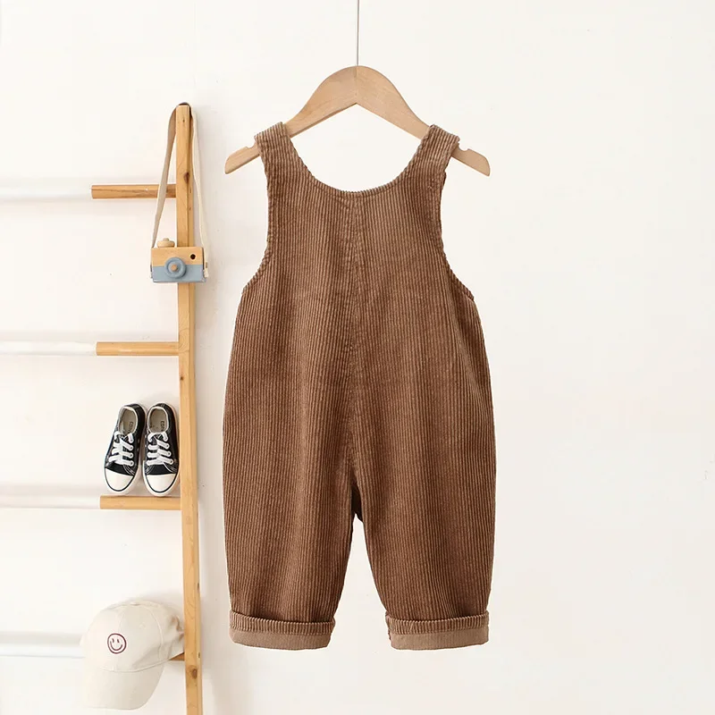 1-4Y Kids Overalls Corduroy Kids Jumpsuits Girls Suspend Pants Carrot Boys Trousers Girls Pants