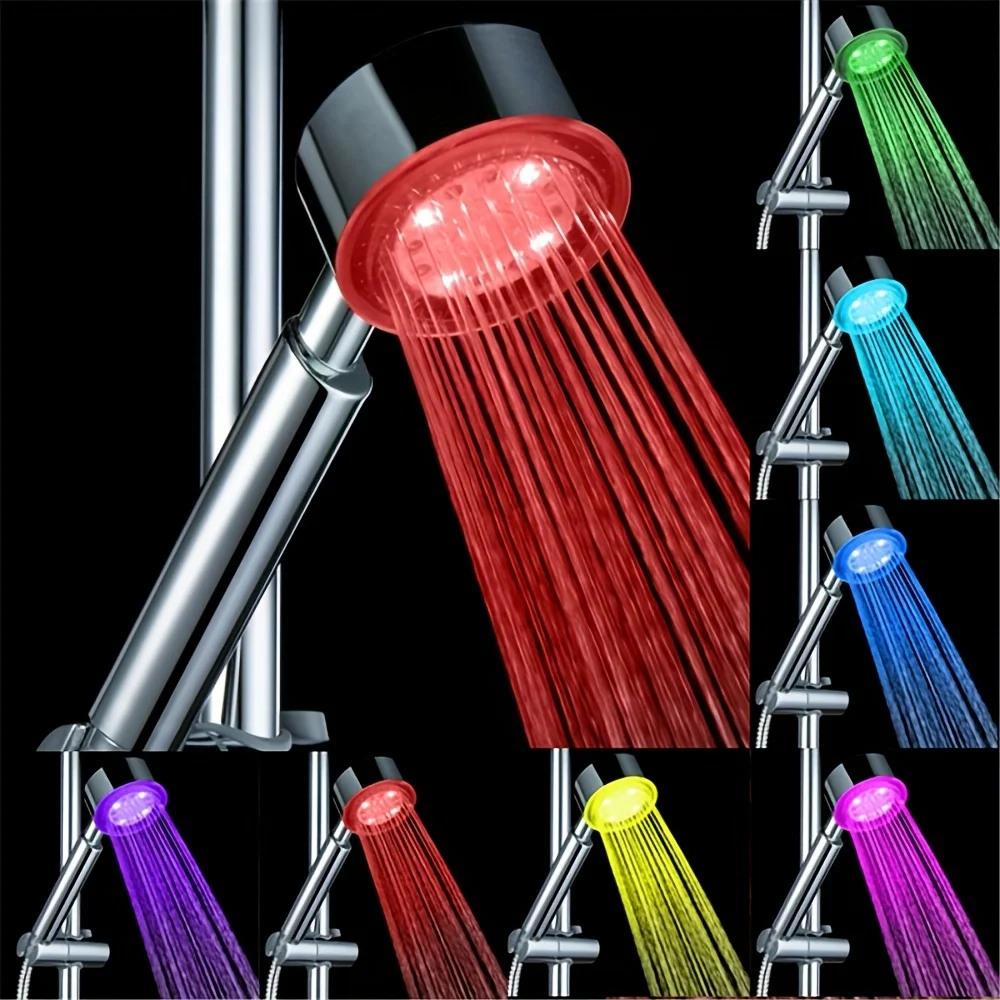 

1 LED Hand Shower with 7-color Temperature-controlled Automatic Changing Light, Hydromassage Shower Head Suitable for Bathrooms