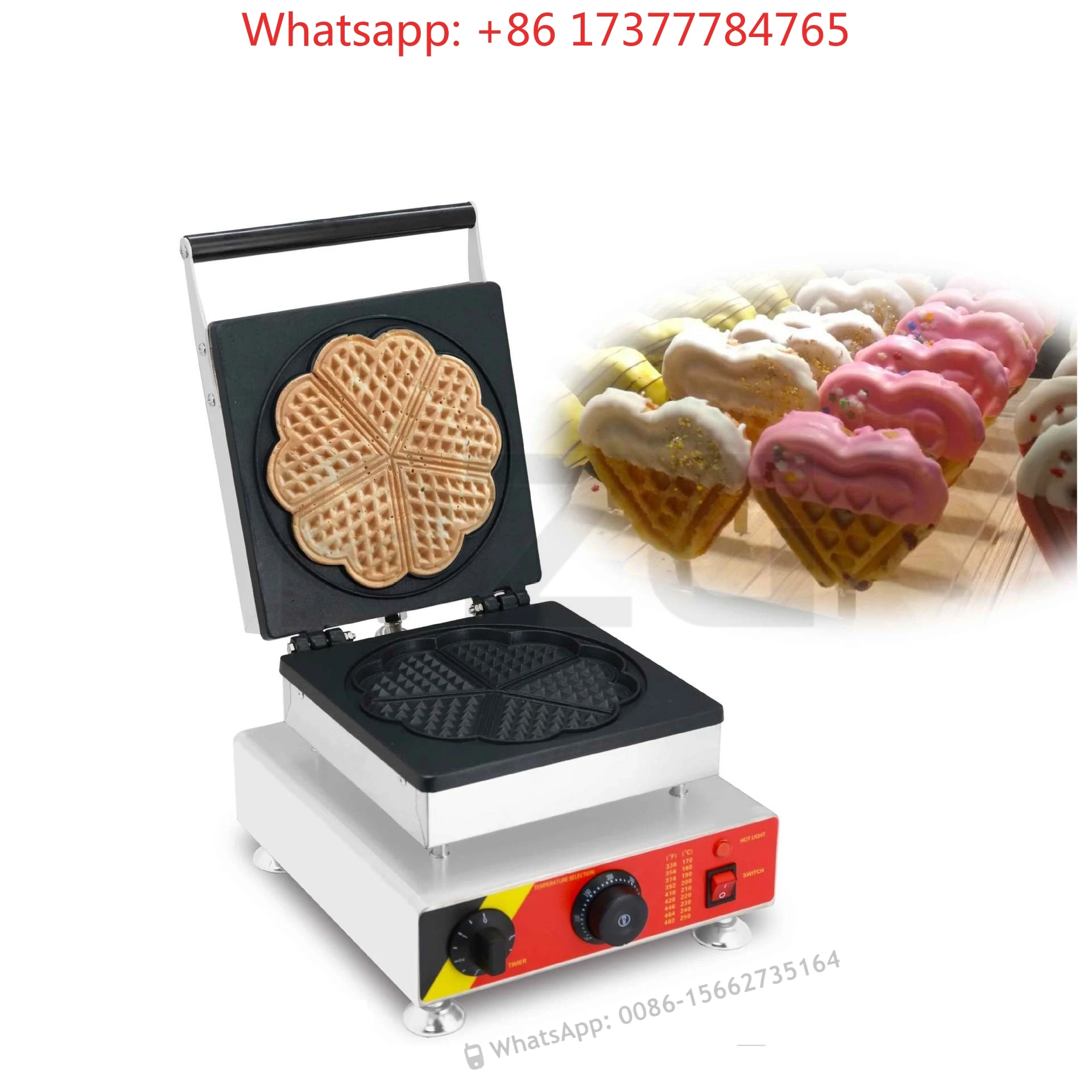 5 Pcs Heart Shape Commercial Belgian Heart Waffle Cone Machine Electric Pancake Belgian Waffle Maker Machine