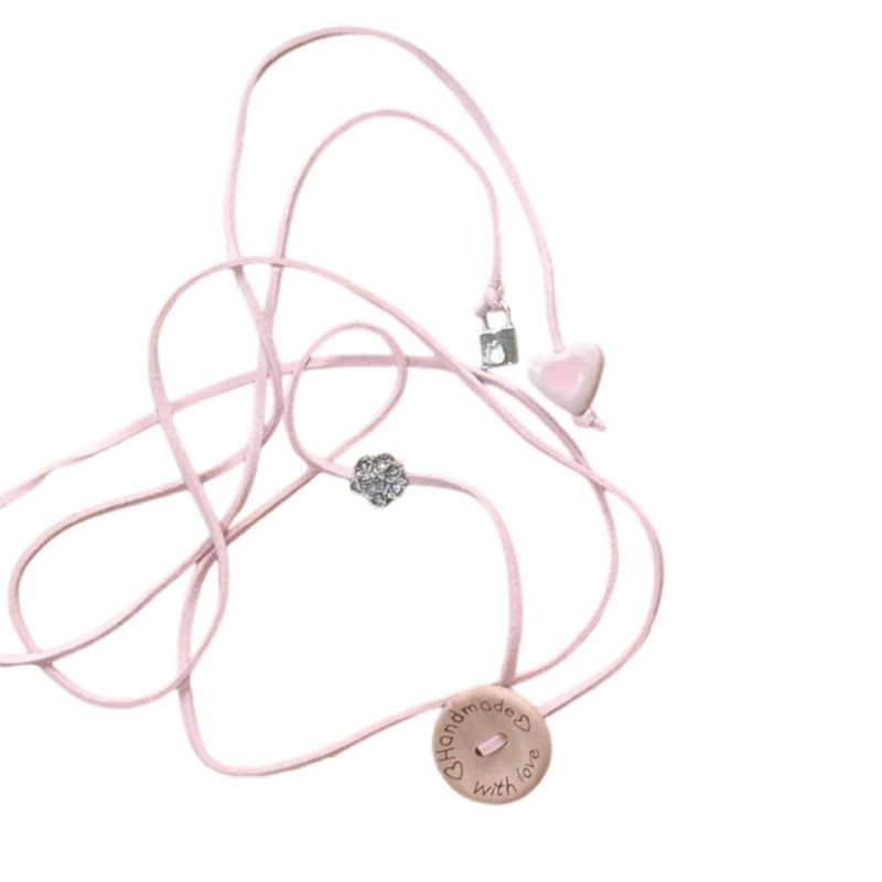 Stylish Lace Up Fashion Necklace Featuring Lovely Button Pendant Designs