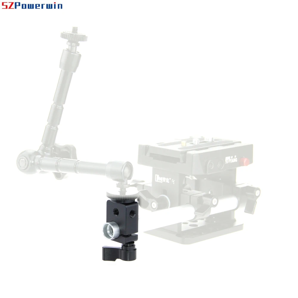 15mm Single Rod Clamp Adapter with Adjustable Khumbscrew & 1/4" Threaded Holes for Camera Accessories, 15mm Rail System