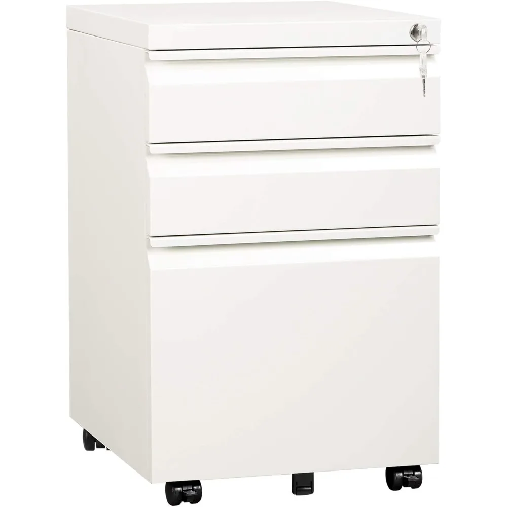 

3 Drawer Mobile File Cabinet with Lock, Under Desk Metal Filing Cabinet for Home Office/Legal/Letter/A4 File, Compact Rolling St