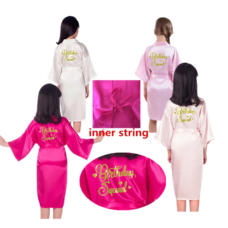 

Retail Girl Birthday Squad Robes with Glittering for Wedding Slumber Spa Party Kids Birthday Sleepwear Nightgown D73