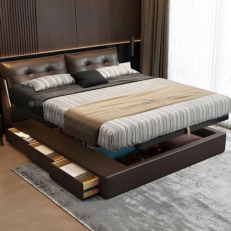 

Minimalist Upholstered Luxury Bed 180x200cm Frame Storage King Bed Double Nordic Fancy Sleeping Bedroom Furniture Accessories