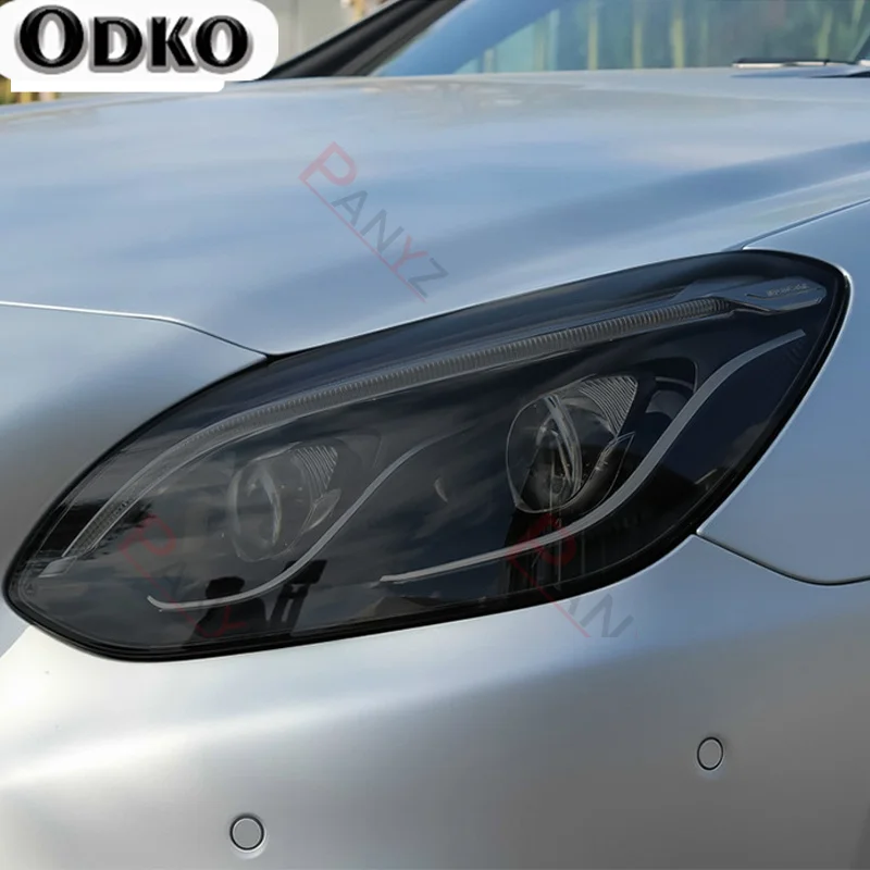 For Mercedes Benz SLC Class SLK R172 2016-2019 2 Pcs Car Headlight Protective Film Transparent Black TPU Protective