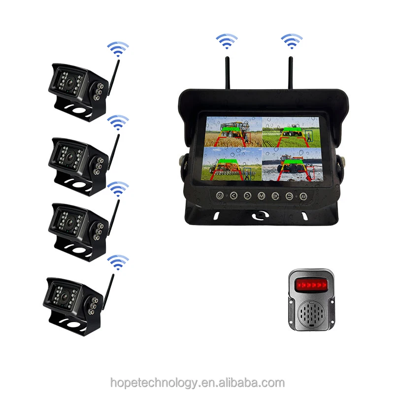 

HOPE 4 Channels IP67 Waterproof 2.4G Wireless BSD Blind Spot Warning Digital Video Recorder For Farm Machinery