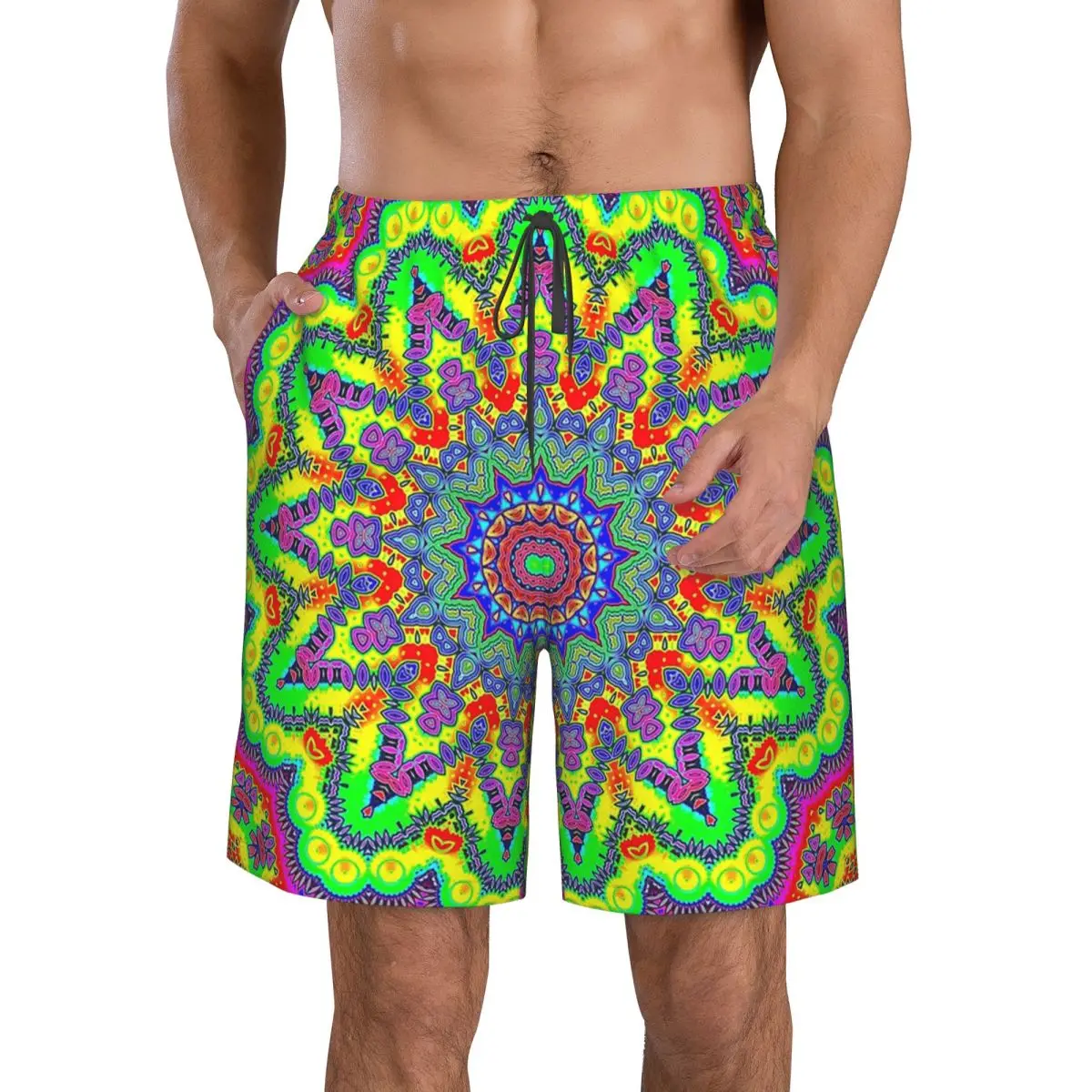 Psychedelic Trippy Acid LSD Art Trunks Beach Board Shorts Casual Quick Dry Swimming Summer Men Pants