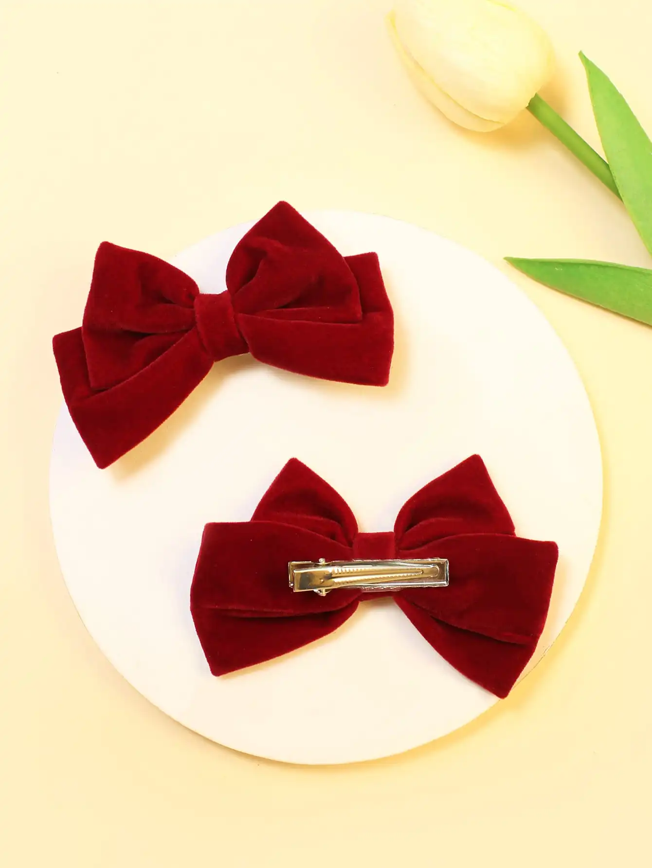 2pcs Toddler Girls Bow Decor Alligator Hair Clip